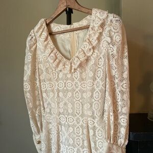 Gorgeous cream lace maxi length vintage dress